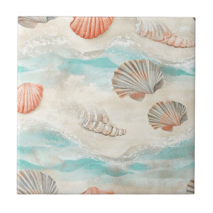 Sanfte Aqua- und Korallen-Muschelschalen mit Seest Fliese