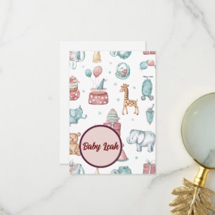 Sanfte Aquarell-Baby-Shower-Karte Name des Babys Dankeskarte