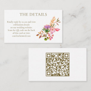 Sanfte Aquarell-Blumen Elegante Hochzeits-RSVP QR Begleitkarte