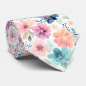 Sanfte Aquarell-Blumen in Rosa Blau Krawatte (Gerollt)
