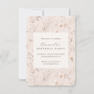 Sanfte Aquarell-Blumen neutrale beige Einladung