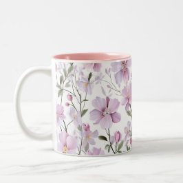 Sanfte Aquarell-Blumen  Zweifarbige Tasse