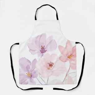 Sanfte Aquarell-Blumenkunst – Pastellrosa und Lave Schürze