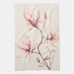 Sanfte Aquarell-Magnolienblüten Elegant Geschirrtuch