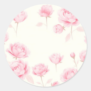 Sanfte Aquarell-Rosen und Pfingstrosen Runder Aufkleber