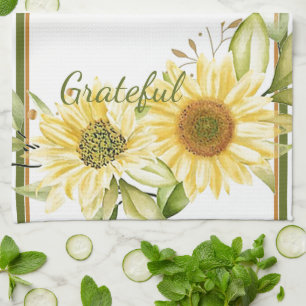Sanfte Aquarell-Sonnenblumen  Geschirrtuch