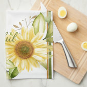 Sanfte Aquarell-Sonnenblumen Geschirrtuch (Viertel Falte)