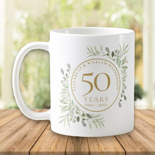 Sanfte Aquarellblätter zum 50. Hochzeitstag Kaffeetasse