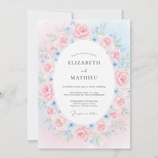 Sanfte Azurblüten-Hochzeit Einladung (Vorderseite)