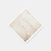 Sanfte Beige-Wasserfarben-Namen Serviette (Ecke)