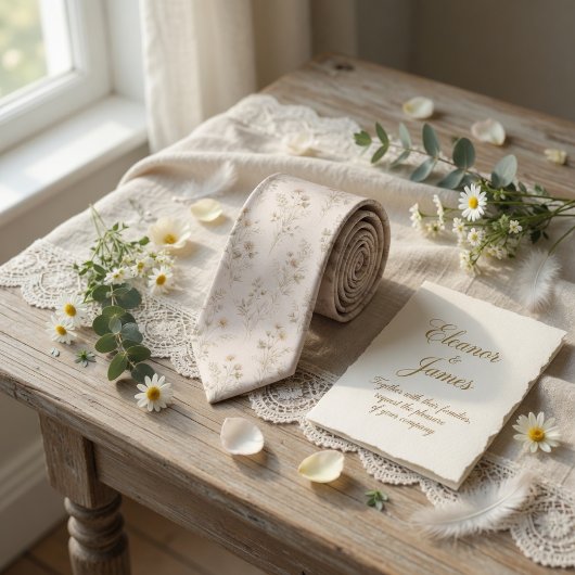 Sanfte Beige Wildblume Krawatte