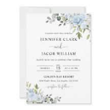 Sanfte Blaue Botanische Hochzeitseinladung