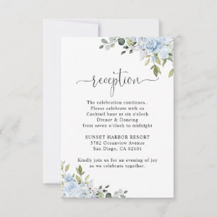 Sanfte Blaue Botanische Hochzeitsfeier RSVP Karte