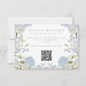 Sanfte blaue Hochzeit mit Blumenmuster RSVP Karte (Vorderseite)