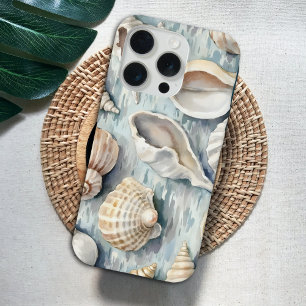 Sanfte blaue Küsten-Muschel-Wasserfarbe iPhone 15 Pro Hülle