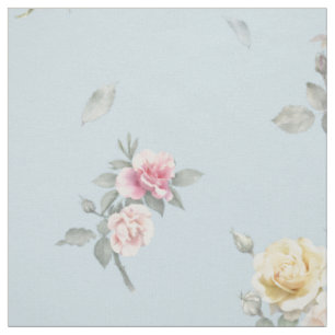 Sanfte Blaue Rosen-Aquarell-Blumen Stoff