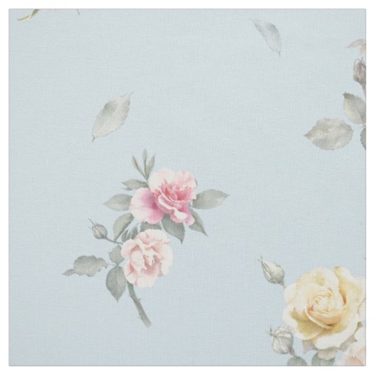 Sanfte Blaue Rosen-Aquarell-Blumen Stoff (Muster)
