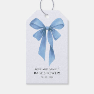 Sanfte Blaue Schleife Jungen-Baby-Party Geschenkanhänger
