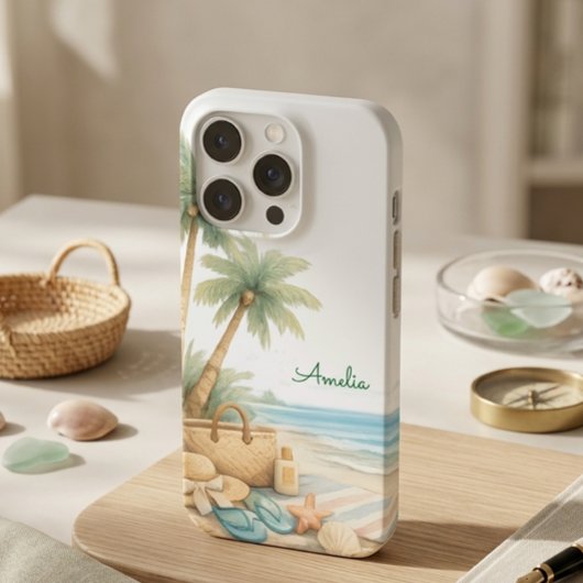 Sanfte Blaue Strandsereität Minimal Elegante Küste iPhone Hülle