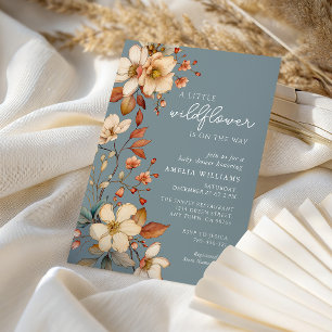 Sanfte Blaue Wildblumen-Baby-Party Elegantes Skrip Einladung