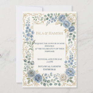Sanfte Blaugrüne Botanische Hochzeit Einladung