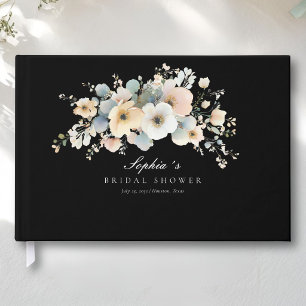 Sanfte Bloom Elegante Hochzeitsdusche Schwarz Gästebuch