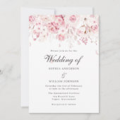 Sanfte Blush Pink Roses Elegante Blumenhochzeit Einladung (Vorderseite)