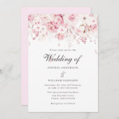 Sanfte Blush Pink Roses Elegante Blumenhochzeit Einladung (Vorne/Hinten)