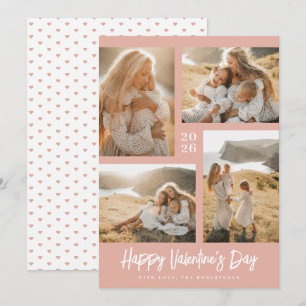 Sanfte Blush Valentinstag-Foto-Collage Feiertagskarte