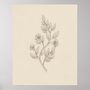 Sanfte Blüten Minimalistische Florale Badezimmer-W Poster