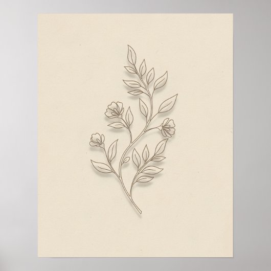 Sanfte Blüten Minimalistische Florale Badezimmer-W Poster (Vorne)