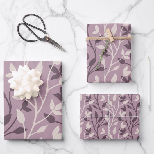 Sanfte botanische lila Blätter Elegant Chic (Vorderseite)