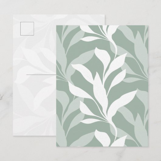 Sanfte botanische Salbeigrüne Blätter in Anmut Postkarte (Vorne/Hinten)
