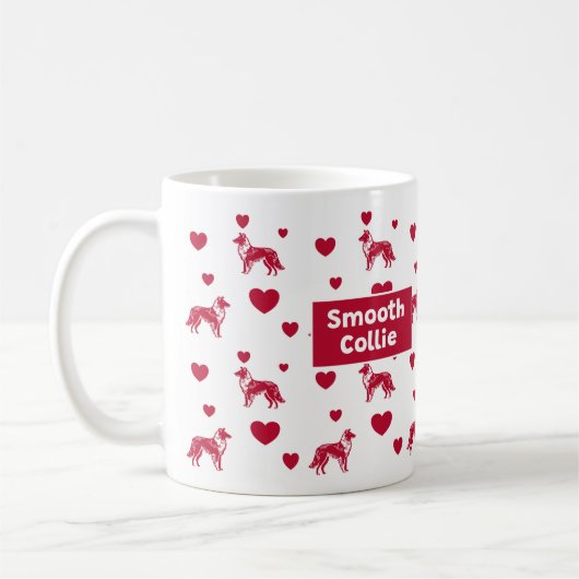 Sanfte Collie-Tasse mit roten Herzen Kaffeetasse (Links)