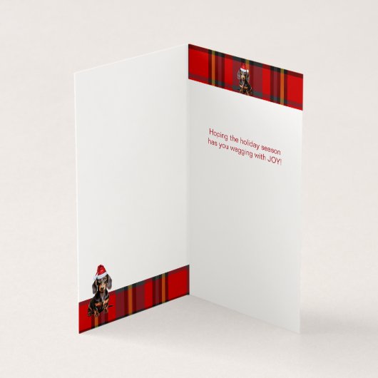 Sanfte Dackel Urlaub Kariert Weihnachtskarte (Innenseite)