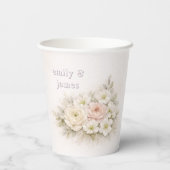 Sanfte editorische botanische Hochzeit Pappbecher (Rückseite)