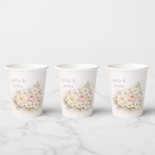 Sanfte editorische botanische Hochzeit Pappbecher (Multi)