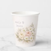 Sanfte editorische botanische Hochzeit Pappbecher (Vorderseite)