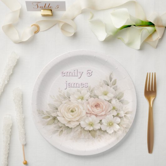 Sanfte editorische botanische Hochzeit Pappteller (Hochzeit)