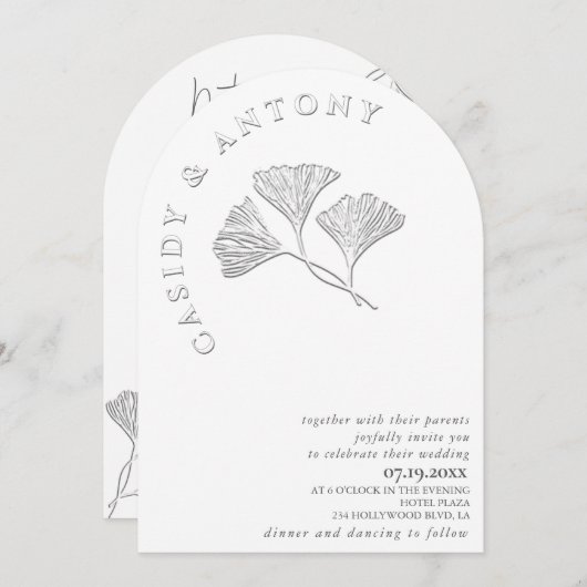 Sanfte, einfache Prägung Ginko alles in einem in Einladung (Vorne/Hinten)