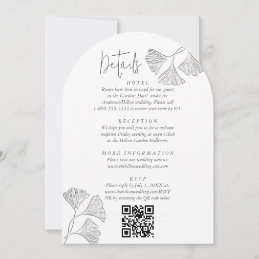 Sanfte, einfache Prägung Ginko alles in einem in Einladung (Rückseite)