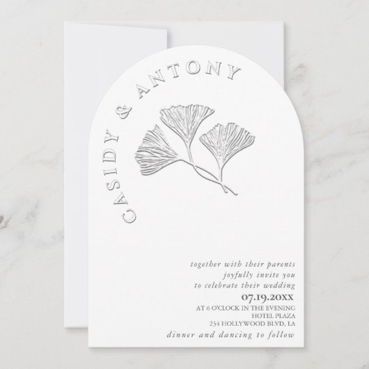 Sanfte, einfache Prägung Ginko alles in einem in Einladung (Vorderseite)