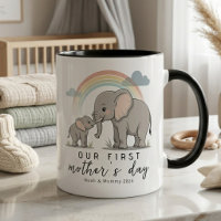 Sanfte Elefanten-Mama-Baby-Erster Muttertag Ruhige