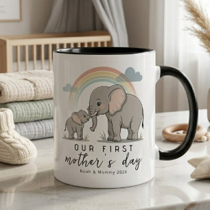 Sanfte Elefanten-Mama-Baby-Erster Muttertag Ruhige Tasse