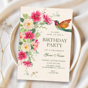 Sanfte elegante Blumenstrauß-Geburtstag Einladung
