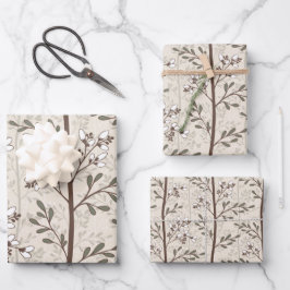 Sanfte Elegante Erdige Florale Silhouetten Geschenkpapier Set