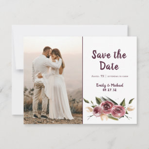 Sanfte elegante Rosen Burgund Creme Rahmen Save The Date