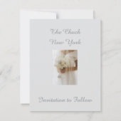 Sanfte Elfenbein-Hochzeit mit romantischer moderne Save The Date (Rückseite)