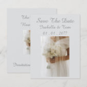 Sanfte Elfenbein-Hochzeit mit romantischer moderne Save The Date (Vorne/Hinten)