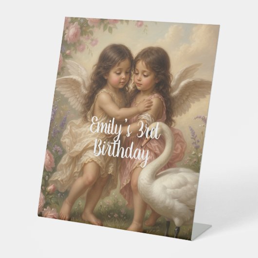 sanfte Engel Cherub Mädchen Geburtstag ||  Sockelschild (Vorderseite)